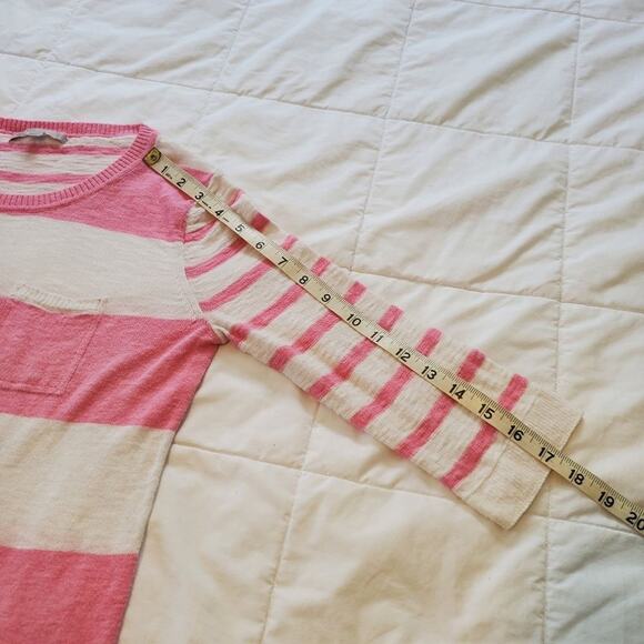 Gap small womens white and pink striped 3/4 sleeve thin blouse - Picture 7 of 8